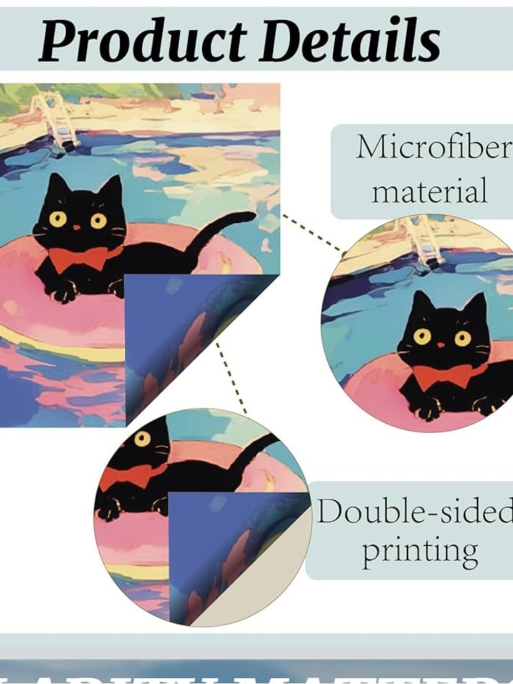 Playful Black Cat Floating Glasses cloth - cleaner cloth